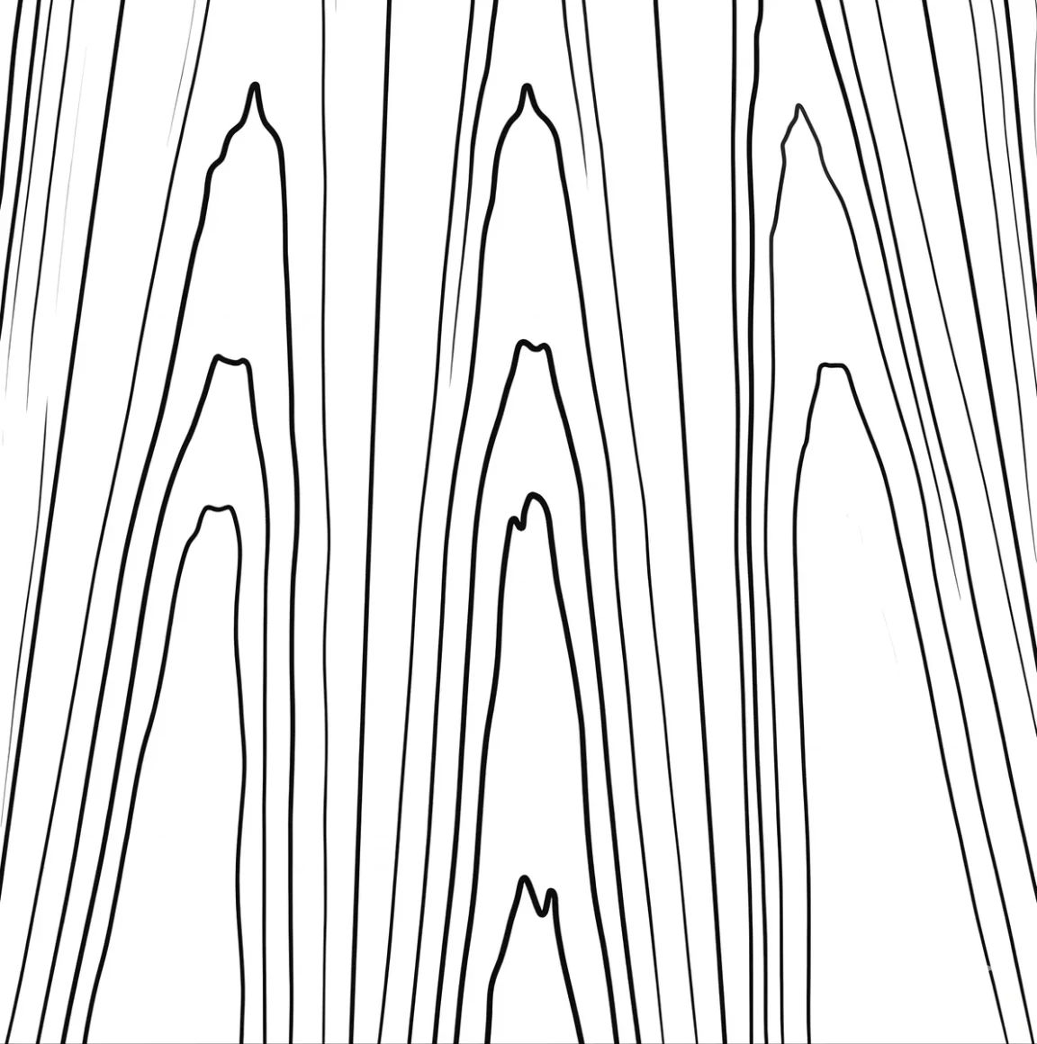 Black and white line art pattern showing the wood grain texture of 0.6 mm sliced anegre veneer.