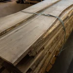 Thickness of extra class, 52 mm unedged elm boards tied in a stack