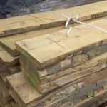 Width measurement of 52 mm grade 1 unedged beech boards in a stack