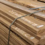 Stack of extra grade beech edged boards, 52 mm, secured with a strap.
