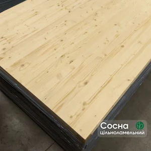 Solid-lamella pine edge-glued furniture panel, 18 mm thick, grade A/B in a stack with text overlay.