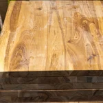 Top view of a rustic ash edge-glued panel showing the vibrant wood pattern across the entire surface.