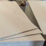 Detailed view of stacked HDF-faced blockboards, highlighting the multi-layer structure.