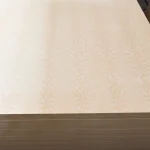 Top view of the white ash veneered blockboard showing matched veneer sheets.