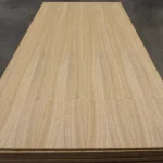 Full sheet of 14mm oak veneered blockboard showcasing the elegant wood grain pattern.