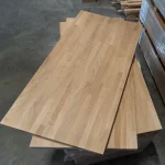 Three finger-jointed oak panels stacked offset to showcase their dimensions.
