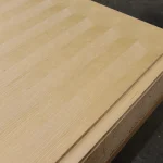 Corner of white ash veneered chipboard sheet 19 mm