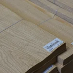 Close-up of a labeled pack of exclusive 3D Rough Cut oak veneer