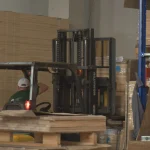 Forklift at the WoodWay Expert lumber and exclusive veneer warehouse