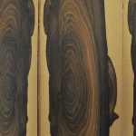 Unique texture of exclusive ziricote veneer with circular grain patterns