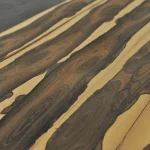 Sheets of exclusive ziricote veneer at an angle