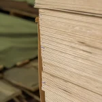 Edges of 12 mm FC plywood sheets showing the multilayered structure and thickness