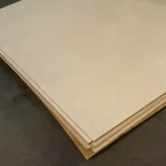 Pack of 10 mm FK birch plywood in the warehouse