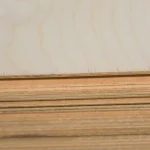 Edge cut and veneer layers of water-resistant FC plywood 6 mm thick.