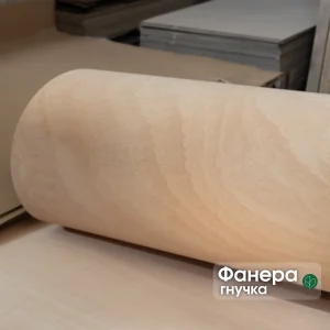 Flexible seiba plywood 8 mm rolled up, demonstrating the material's elasticity.