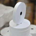 Close-up texture of white paper gummed tape for Kuper veneer splicing