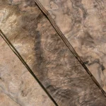 Detailed view of fibers and pattern of American walnut burl veneer