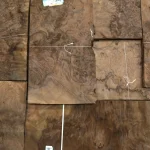 Warehouse stock of American walnut root cut veneer sheets