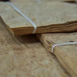 Elm burl veneer, root cuts, 0.6 mm — sheet edge