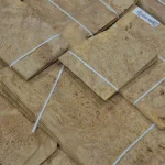 Elm burl veneer, root cuts, 0.6 mm — pile of sheets