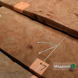 Madrone burl veneer (root cuts) 0.6 mm thick in a bundle with marking