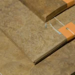 Close-up of Myrtle root veneer bundle edge.