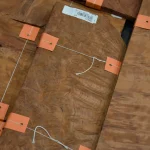 Detailed pattern of Vavona burl veneer with rich texture