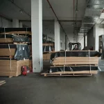 WoodWay Expert warehouse with pallets of burl veneer and timber