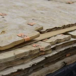 White ash burl veneer, root cuts, 0.6 mm — sheet edge