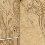 Edge of an olive ash burl veneer sheet, 0.6 mm