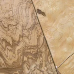 Close-up of olive ash burl veneer, 0.6 mm