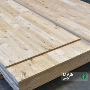 Oak wall panels, parquet knots, 19 mm, 1033x2800 — stack in the warehouse