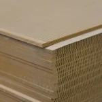 Stack of flexible MDF boards at the material warehouse