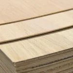 Surface and cut edge of MDF board veneered with sawn oak veneer