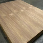 Pallet of veneered MDF 19 mm American Walnut in the warehouse