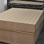 Pallet of white ash veneered MDF boards 19 mm at WoodWay Expert warehouse