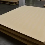 White ash veneered MDF boards 2800x2070 mm in the warehouse