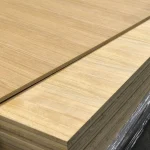 Detailed view of the edge and surface of sawn oak veneered MDF.