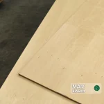 Alder veneered MDF board 19 mm grade I/II, size 2800x2070 mm for furniture production.