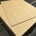 Pallet with Alder veneered MDF boards 19 mm at the WoodWay Expert warehouse.