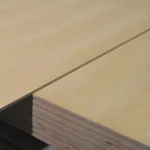 Stack of MDF boards veneered with sawn white ash veneer