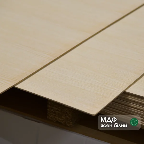 Veneered MDF board with Sawn Ash Veneer white 6 mm in stock