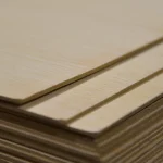 Edges of veneered MDF boards white ash 6 mm close up