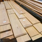 Laid out packs of sawn acacia veneer of various lengths