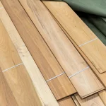 Strapped packs of sawn acacia veneer ready for sale