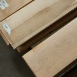 Sawn beech veneer bundles with barcode labels
