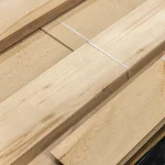 Tied bundles of sawn beech veneer at the WoodWay Expert warehouse.