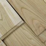 Detailed view of the cut and surface of sawn cherry veneer