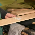 Selecting sawn cherry veneer sheets at the warehouse