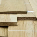 Edges of sawn cherry veneer showing 4.5 mm thickness